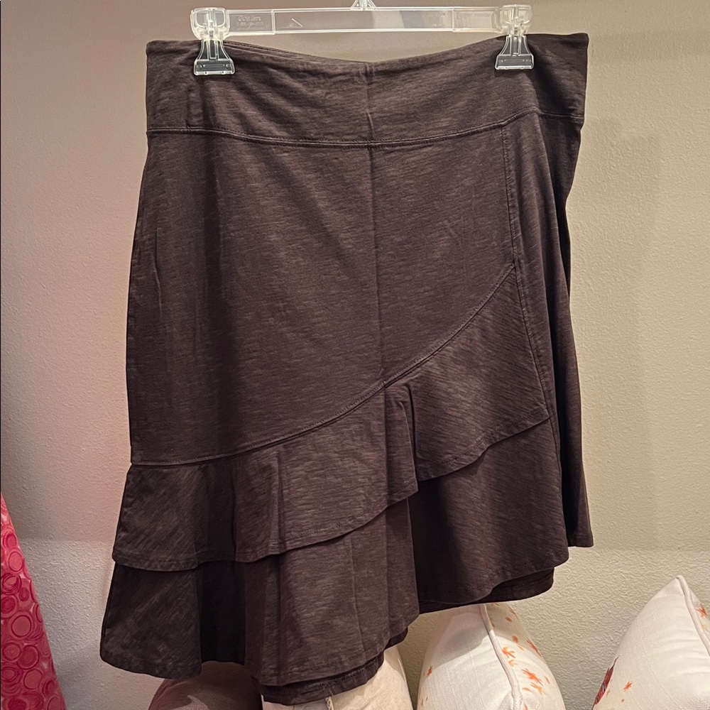 Horny Toad Asymmetrical Ruffle Skirt - Dark Brown